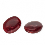 Acryl kralen ovaal Burgundy red-white marble