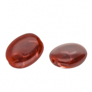 Acryl kralen ovaal Red-white marble