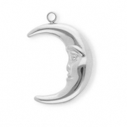 Roestvrij stalen (RVS) Stainless steel bedels maan Silver