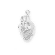 Roestvrij stalen (RVS) Stainless steel bedels anatomisch hart Silver