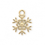 Roestvrij stalen (RVS) Stainless steel bedels sneeuwvlok Gold