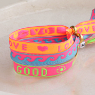 Inspiratiesets Sieraden inspiratie met lint met tekst in neon kleuren