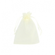 Sieraad zakje organza 7x9cm Light yellow