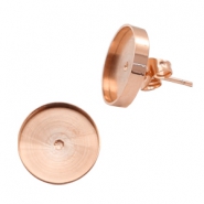 Polaris Steel (RVS) oorbellen met setting voor 12mm cabochon Rosé goud