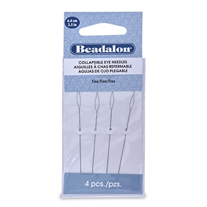 Beadalon flexibele rijgnaalden 6.4cm fine Zilver