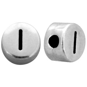 Metallook letterkralen letter I Antiek zilver