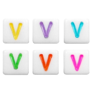 Letterkralen van acryl letter V Multicolour-wit