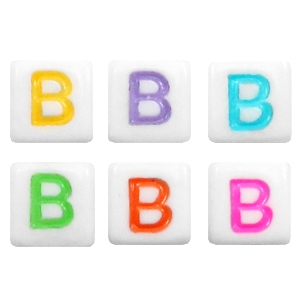 Letterkralen van acryl letter B Multicolour-wit