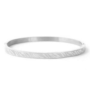 Roestvrij stalen (RVS) Stainless steel armbanden zebra print Zilver