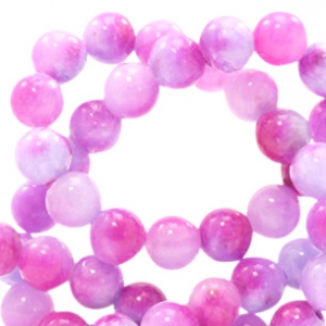 6 mm natuursteen kralen met watercolour look Mixed colours lavender-pink