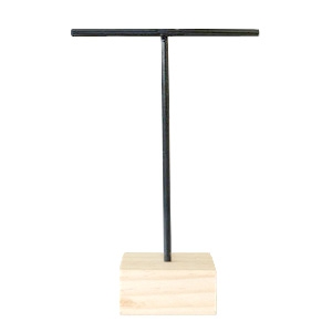 Sieraad display voor oorbellen T-vorm met houten voet Zwart-hout