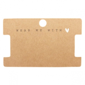 Sieraden kaartjes "Wear Me With &hearts;" Brown