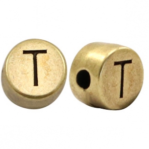 Letterkralen DQ metaal T Antiek brons (nikkelvrij)