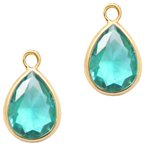 Hangers van crystal glas druppel 11x8mm Emerald blue zircon crystal-gold