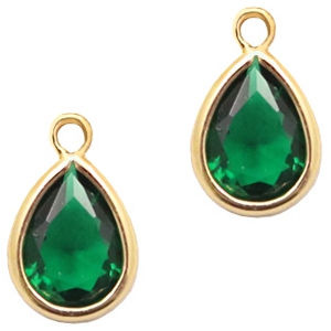 Hangers van crystal glas druppel 11x7mm Classic green crystal-gold