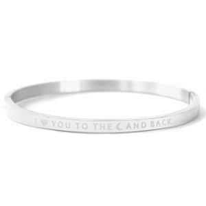 Roestvrij stalen (RVS) Stainless steel armbanden "I LOVE YOU TO THE MOON AND BACK" Silver