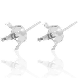 925 Zilver onderdelen oorstekers met setting voor Swarovski SS29 (6mm) Zilver