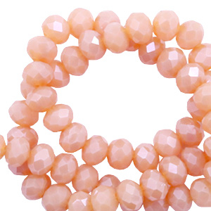 Top Facet kralen 4x3 mm disc Beige rose opal-pearl shine coating