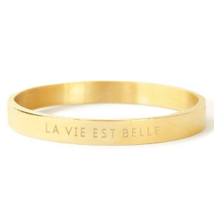 Roestvrij stalen (RVS) Stainless steel armbanden 'LA VIE EST BELLE' Goud