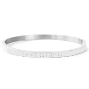 Roestvrij stalen (RVS) Stainless steel armbanden 'LA VIE EST BELLE' Zilver