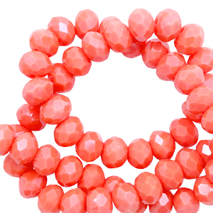 Top Facet kralen 3x4mm disc Coral red-pearl shine coating