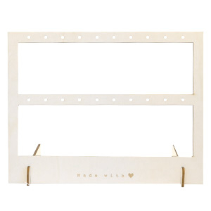 Sieraad display Bamboe voor oorbellen 2 rijen "made with &hearts;" Natural (natuurlijke kleur van het Bamboe)