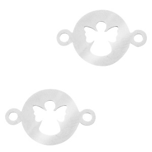 Roestvrij stalen (RVS) Stainless steel bedels tussenstuk angel Zilver