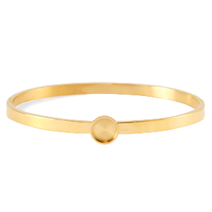 Polaris Steel (RVS) bangle armband met setting voor 7mm cabochon/Swarovski SS34 Goud