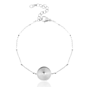 Polaris Steel (RVS) armband met setting voor 12mm cabochon ball Zilver