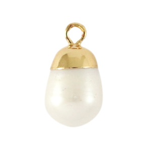 BQ Zoetwaterparels bedel round Gold-Natural white