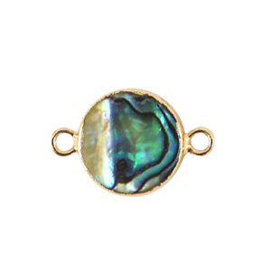 BQ Zoetwaterparels tussenstuk rond 10mm Gold-ocean green