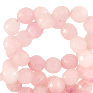 Natuursteen kralen kwarts facet geslepen 8mm Blossom pink-opal AB coating