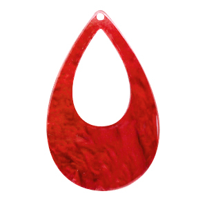 Resin hangers druppel 57x36mm Chilli red