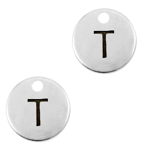 Bedels DQ metaal initial T Antiek zilver (nikkelvrij)