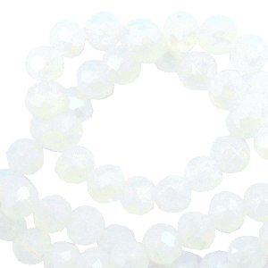 Top Facet kralen 3x2mm disc Brilliant white crystal-pearl shine coating