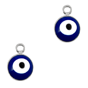 Basic Quality metalen bedels 6mm boze oog Zilver-blauw