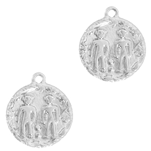 Brass TQ metaal bedels sterrenbeeld tweeling Zilver