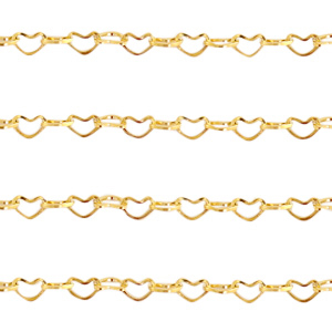 Roestvrij stalen (RVS) Stainless steel onderdelen jasseron hartjes schakels Goud