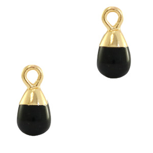 Natuursteen hangers onyx druppel Black-gold