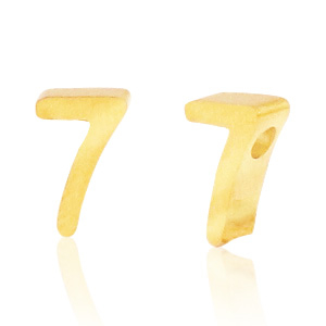 Roestvrij stalen (RVS) Stainless steel kralen cijfer 7 Goud