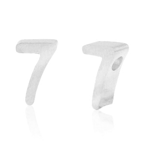 Roestvrij stalen (RVS) Stainless steel kralen cijfer 7 Zilver