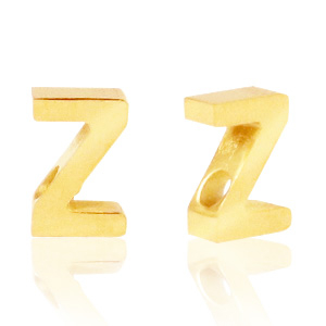 Roestvrij stalen (RVS) Stainless steel kralen letter Z Goud