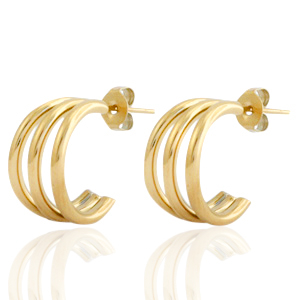 Roestvrij stalen (RVS) Stainless steel oorbellen / oorstekers creolen Goud