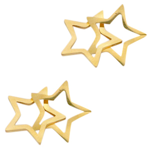 Roestvrij stalen (RVS) Stainless steel bedels/tussenstuk double star Goud