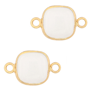 Natuursteen hangers melkkwarts tussenstuk 12x12mm White-gold