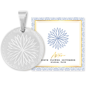 Roestvrij stalen (RVS) Stainless steel bedels Mix & Match 15mm Birth flower September-Aster Zilver
