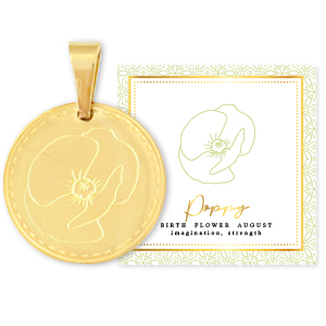 Roestvrij stalen (RVS) Stainless steel bedels Mix & Match 15mm Birth flower August-Poppy Goud