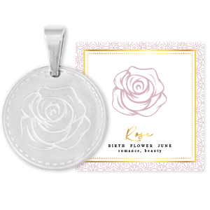 Roestvrij stalen (RVS) Stainless steel bedels Mix & Match 15mm Birth flower June-Rose Zilver