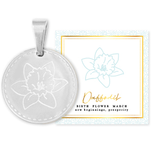 Roestvrij stalen (RVS) Stainless steel bedels Mix & Match 15mm Birth flower March-Daffodil Zilver