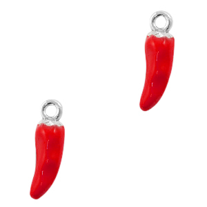 Basic Quality metalen bedels peper Zilver-rood